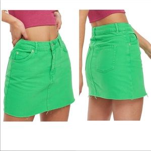 TOPSHOP Moto High Waisted Denim Raw Hem Skirt